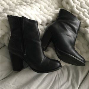 Black slant booties